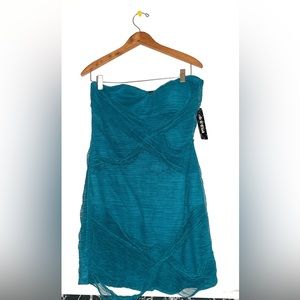 Turquoise Strapless Party Dress